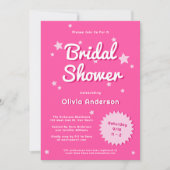 レトロかわいらしピンクスターズブライダルシャワー 招待状 (正面)