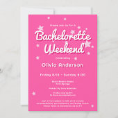 レトロかわいらしピンクマリブスターズバチェロレッテ 招待状 (正面)