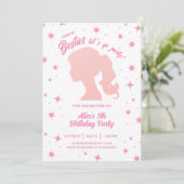 レトロかわいらしピンクマリブスターズバースデーパーティー 招待状 (スタンド正面)