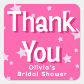 レトロかわいらしピンクマリブスターズブライダルシャワーのお気に入り スクエアシール (正面)