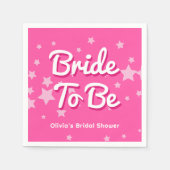 レトロかわいらしピンクマリブスターズブライダルシャワー スタンダードカクテルナプキン (正面)