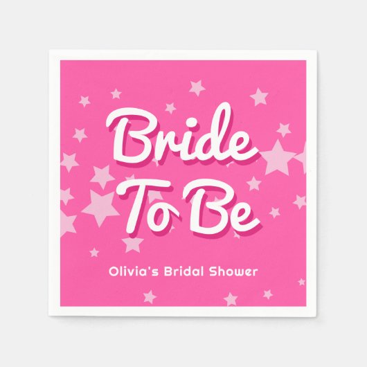レトロかわいらしピンクマリブスターズブライダルシャワー スタンダードカクテルナプキン (正面)