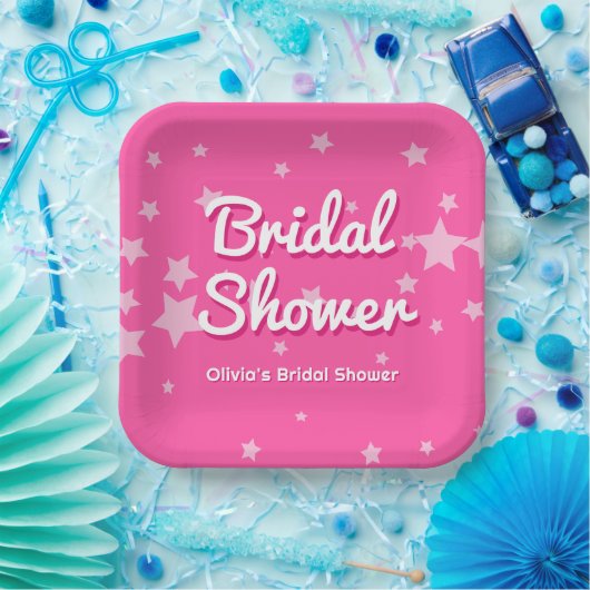 レトロかわいらしピンクマリブスターズブライダルシャワー ペーパープレート (パーティー)