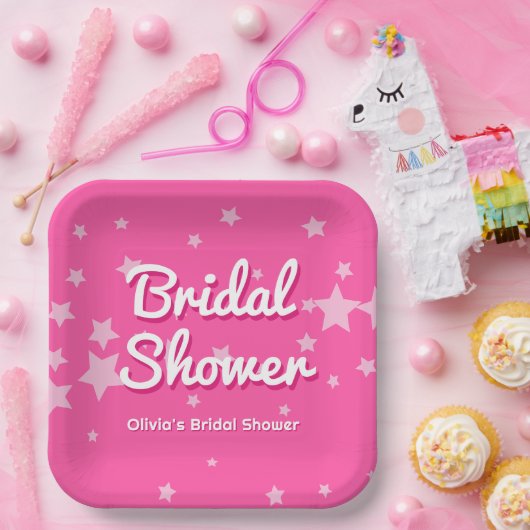 レトロかわいらしピンクマリブスターズブライダルシャワー ペーパープレート (パーティー)