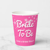 レトロかわいらしピンクマリブスターズブライダルシャワー 紙コップ (裏面)