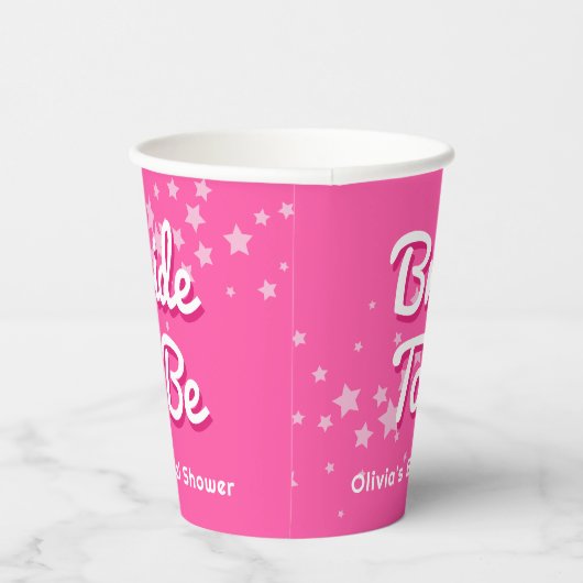 レトロかわいらしピンクマリブスターズブライダルシャワー 紙コップ (右)