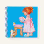 レトロかわいらし小さな女の子ヴィンテージ手帳 ノートブック (正面)