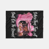 レトロが黒でファンの地面でブーツ フリースブランケット (正面(横))