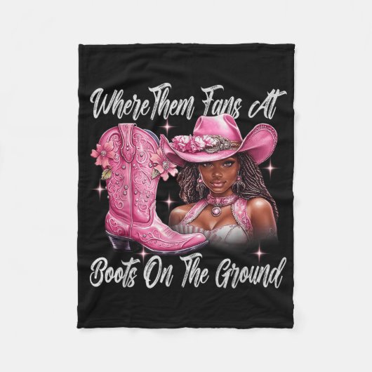 レトロが黒でファンの地面でブーツ フリースブランケット (正面)