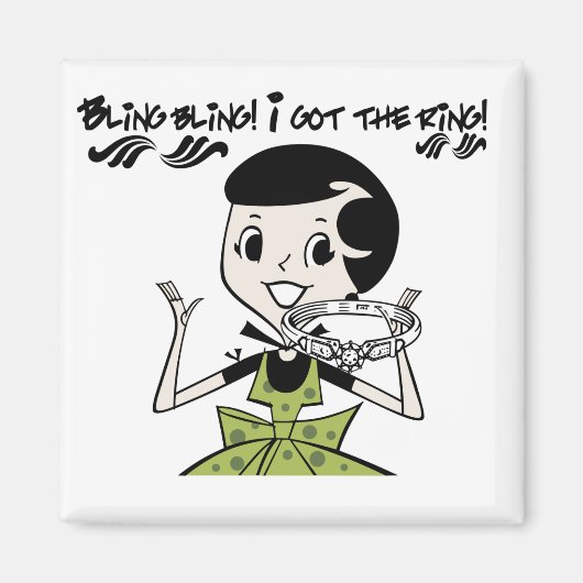 レトロきらきら光るリングや輪Tシャツとギフト マグネット (正面)