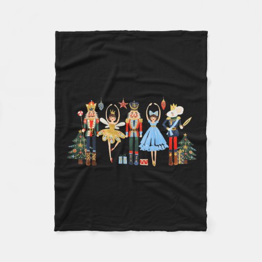 レトロくるみ割りバレエ女性のためのクリスマスツリーS フリースブランケット (正面)
