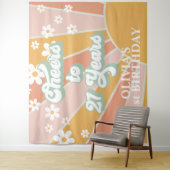 レトロここ来ザサンデイジーサンシャイン誕生日 タペストリー (インサイチュ)
