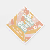 レトロここ来ザサンデイジーボホ誕生日 スタンダードランチョンナプキン (角)