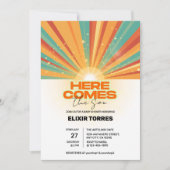 レトロここ来ザソンベイビーシャワー招待状 招待状 (正面)