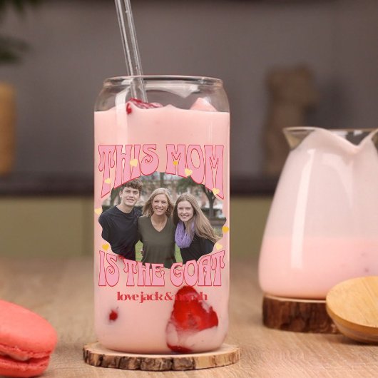 レトロこのママはヤギの写真マグカップ ガラス缶