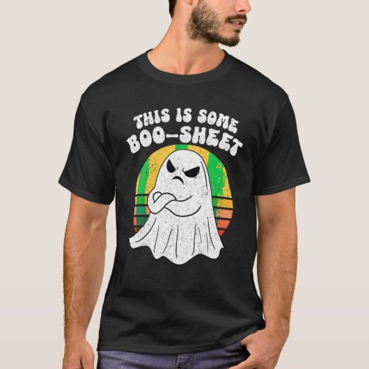 レトロこれはBoo Sheetシーズンハ不気味ロウ Tシャツ (正面)