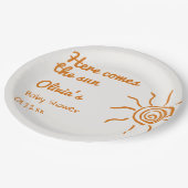 レトロこ来この息子の手を引いた赤ちゃんシャワー ペーパープレート (アングル)