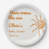 レトロこ来この息子の手を引いた赤ちゃんシャワー ペーパープレート (正面)