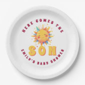 レトロこ来この息子の男の子シャワー ペーパープレート (正面)