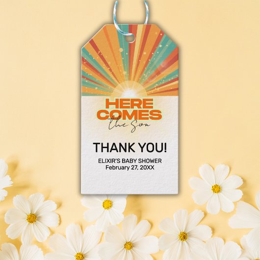 レトロこ来この息子の赤ちゃんシャワー ギフトタグ