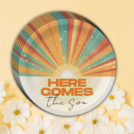 レトロこ来この息子の赤ちゃんシャワー ペーパープレート