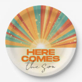 レトロこ来この息子の赤ちゃんシャワー ペーパープレート (正面)