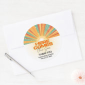 レトロこ来この息子の赤ちゃんシャワー ラウンドシール (封筒)