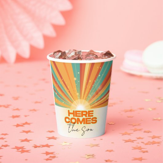 レトロこ来この息子の赤ちゃんシャワー 紙コップ (インサイチュ)