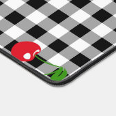 レトロさくらんぼジンガムキュートレッド&ブラック デスクマット (コーナー)