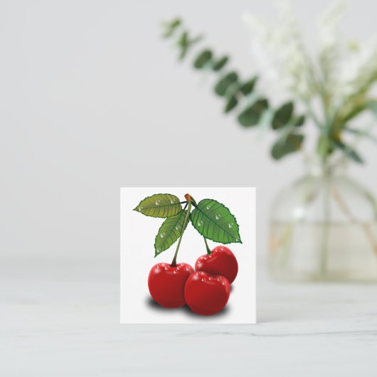 レトロさくらんぼスクエアビジネスカード スクエア名刺 (スタンド正面)