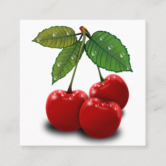 レトロさくらんぼスクエアビジネスカード スクエア名刺 (正面)