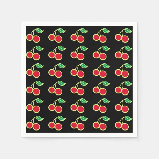 レトロさくらんぼパーティーピクニック誕生日ナプキンス スタンダードカクテルナプキン (正面)