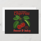 レトロさくらんぼフルーツコマーシャルグラフィックアートスタイル 招待状 (正面/裏面)