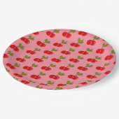 レトロさくらんぼベリー1stバースデーレッドとグリーン ペーパープレート (アングル)