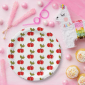 レトロさくらんぼベリー1stバースデーレッドとグリーン ペーパープレート (パーティー)