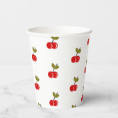 レトロさくらんぼベリー1stバースデーレッドとグリーン 紙コップ (裏面)