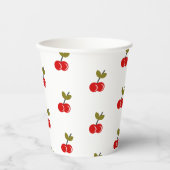 レトロさくらんぼベリー1stバースデーレッドとグリーン 紙コップ (正面)