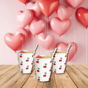 レトロさくらんぼベリー1stバースデーレッドとグリーン 紙コップ