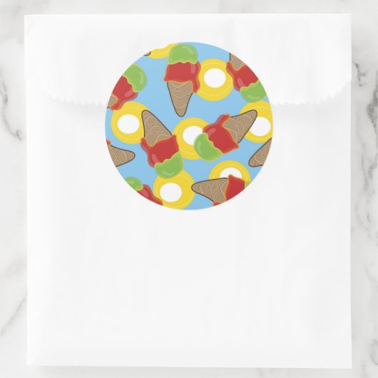 レトロさくらんぼ及びライムアイスクリームステッカー ラウンドシール (バッグ)