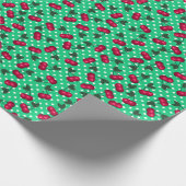 レトロさくらんぼ春GreePolkaドット背景 ラッピングペーパー (角)