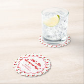 レトロさくらんぼ1st誕生日フォトパーティーレトロピンク ペーパーコースター (インサイチュ)