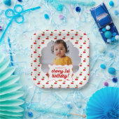 レトロさくらんぼ1st誕生日フォトパーティー ペーパープレート (パーティー)