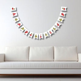 レトロさくらんぼ1st誕生日 バンティングフラッグ