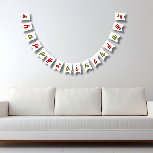 レトロさくらんぼ1st誕生日 バンティングフラッグ