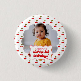 レトロさくらんぼ1th誕生日ホタテの写真パーティー 缶バッジ