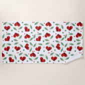 レトロさくらんぼ ビーチタオル (正面)