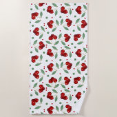 レトロさくらんぼ ビーチタオル (正面)