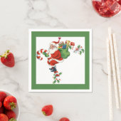 レトロすてきサンタライディングキャンディーケーングリーン紙 スタンダードカクテルナプキン (インサイチュ)