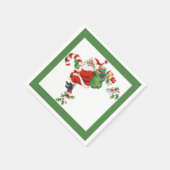 レトロすてきサンタライディングキャンディーケーングリーン紙 スタンダードカクテルナプキン (角)