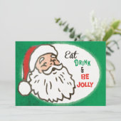 レトロすてきサンタレッドグリーンヴィンテージクリスマス 招待状 (スタンド正面)